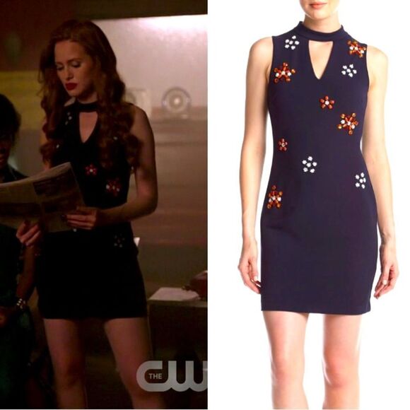 Guess Los Angeles Navy Blue Embellished Mini Dress - Picture 1 of 11